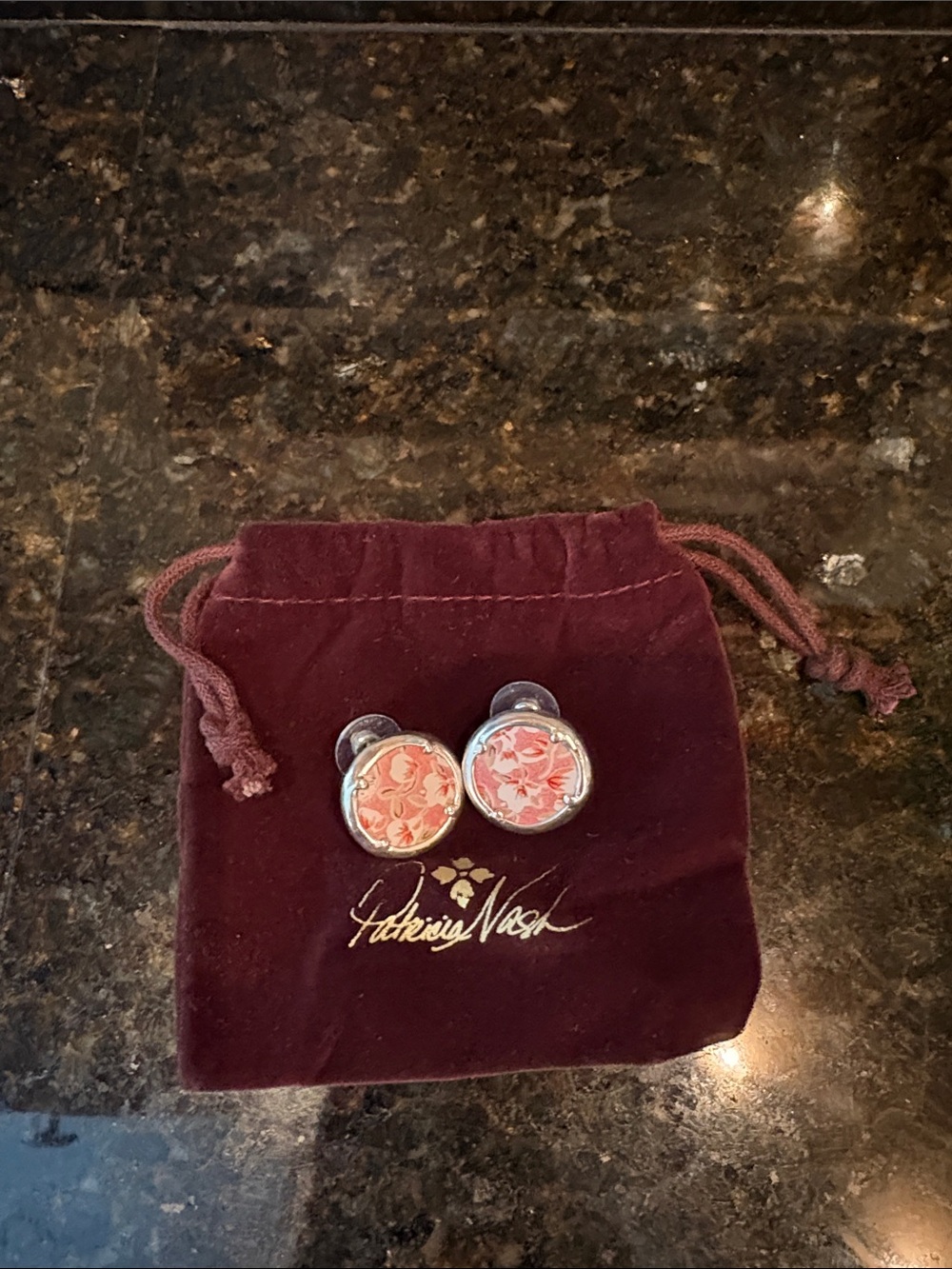 Patricia Nash Alice Button Earrings Blush Bouguet